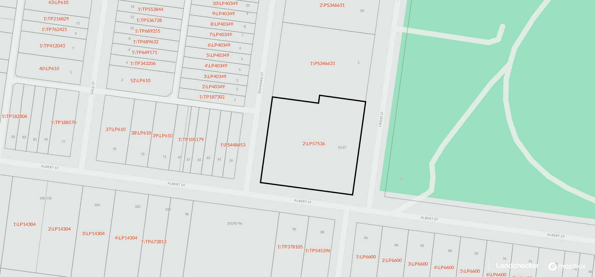 Cadastral map view of 53-57 Albert Street Cadastral map view of 53-57 Albert Street