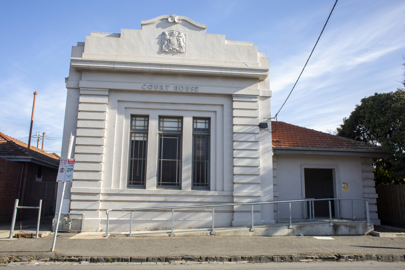 Coburg courthouse exterior with entrance to the right