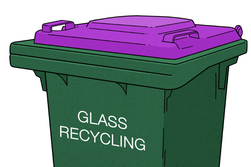 Glass recycling bin or drop-off