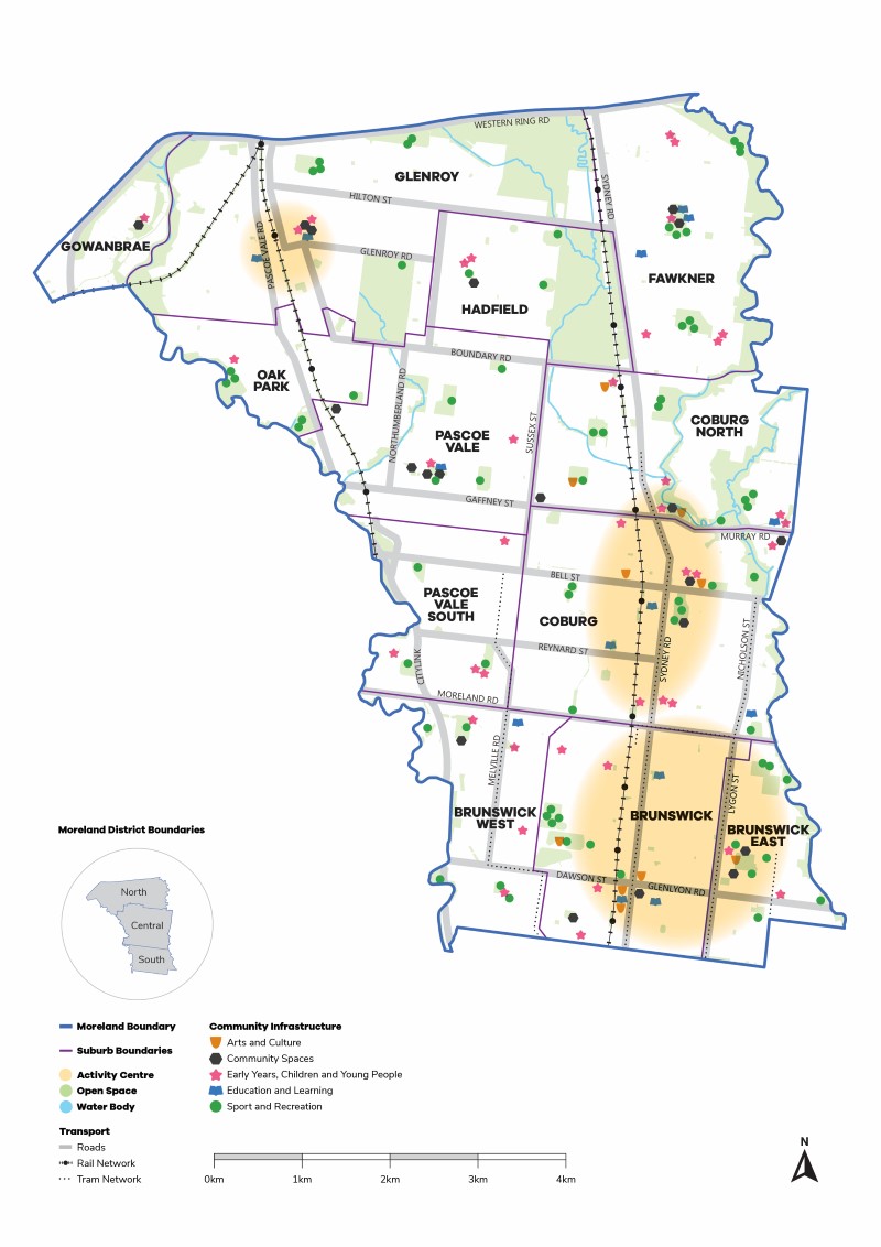 This maps shows the locations of community buildings that Merri-bek city council owns across the municipality.